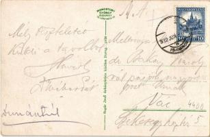 1932 Dorog, Igazgatósági épület és vasútállomás, magyar zászló. Sugár Jenő kiadása