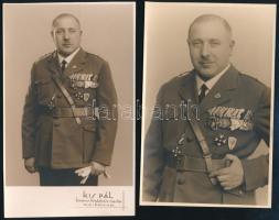 cca 1930-1940 Klein Gyula izraelita frontharcos tag fényképei, 5 db, kitüntetésekkel, 13x8 cm és 8x5...