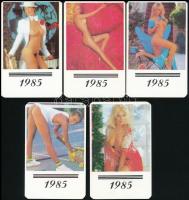1985 7 db erotikus, szexi hölgyeket ábrázoló kártyanaptár
