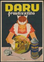 cca 1930 Daru fémtisztító kisplakát, papír, Globus ny., Bp. 24x17 cm