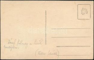 József főherceg a hősök temetőjében koszorúz, fotólap, Keller felvétele, hátoldalán feliratozott, fo...