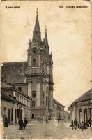 1918 Komárom, Komárno; Szent András templom, Korén József, Leisz Nándor üzlete. Spitzer Sándor kiadása / church, shops (kopott sarkak / worn corners)