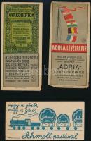 8 db régi számolócédula (Adria levélpapír, Schmoll paszta, Benes testvérek, Rózsa créme Baja stb.)