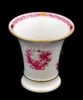 Herendi indiai kosár mintás váza, porcelán, kézzel festett, jelzett, hibátlan, 14x14cm