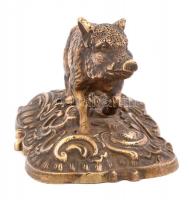 Réz vaddisznó figura. Jelzett. 13x8 cm
