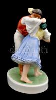 Herendi porcelán szerelmes pár, kézzel festett, jelzett az alján Herendi márkával és Herend feliratt...