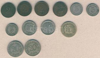 Szerbia 1883-1912. 2P (4x), 5P (3x), 10P (2x), 20P (3x) T:3 Összesen 12db!