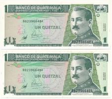 Guatemala 1998. 1Q (2x) sorszámkövetők T:I Guatemala 1998. 1 Quetzal (2x) sequential serials C:UNC Krause 99