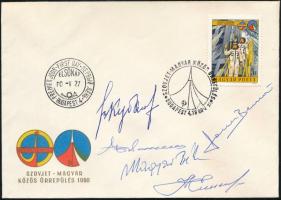 Kubaszov-Farkas Bertalan aláírása 1980-as Szovjet-magyar közös űrrepülés borítékon