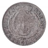 Német Államok / Szászország-Albertine 1793IEC 2/3T Ag "III. Frigyes Ágost" Drezda (13,90g)...