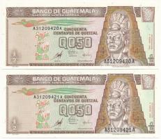Guatemala 1998. 0,5 Q (2x) sorszámkövetők T:I Guatemala 1998. 0,5 Quetzal (2x) sequential serials C:UNC Krause 98