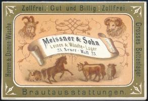 Meissner & Sohn Herren & Damen-Wäsche litho kinyitható reklámkártya / Meissner & Sohn Herren & Damen-Wäsche, Hamburg, Germany fold-out card, lithography