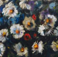 Márton Béla (1913-2007): Virágok. Olaj, vászon, kartonon, sérült, jelzett, keretben, 60×80 cm