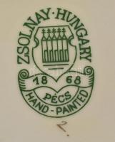 Zsolnay pillangó mintás porcelán ékszertartó doboz, kézzel festett, jelzett, hibátlan, m: 4,5 cm, d:...