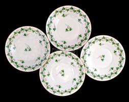 4 db Herendi petrezselyem mintás csésze, kézzel festett, jelzett, sérült, m: 6,5 cm. 2 db hozzá illő...