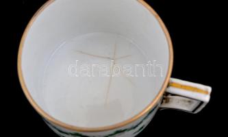 4 db Herendi petrezselyem mintás csésze, kézzel festett, jelzett, sérült, m: 6,5 cm. 2 db hozzá illő...