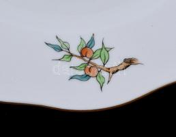 Herendi csipkebogyós süteményes készlet: 6 db kézzel festett tányér, jelzett, apró kopásnyomokkal, d...