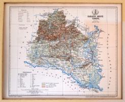 1893 Baranya vármegye térképe,1:500.000, tervezte: Gönczy Pál, Pallas Nagy Lexikona, Bp., Posner, paszpartuban, 24x30 cm