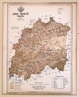 1893 Árva vármegye térképe, 1:300.000, tervezte: Gönczy Pál, Pallas Nagy Lexikona, Bp., Posner, paszpartuban, jobb alsó sarka sérült, 29x24 cm