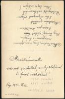 1943 Dr. Erdélyi Gyula ezredes fotója, kitüntetésekkel, a hátoldalán a "Muckájának" szóló ...