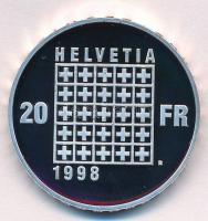 Svájc 1998B 20Fr Ag "150 éves a konföderáció" eredeti díszdobozban német és francia nyelvű...