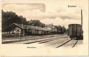Zombor, Sombor; pályaudvar, vasútállomás. Kollár József kiadása / Bahnhof / railway station