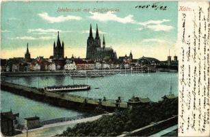 1905 Köln, Cöln, Cologne; Totalansicht mit Schiffsbrücke / general view with floating bridge (pontoon bridge) (EK)