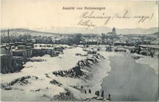 1911 Holcmány, Holzmengen, Hosman; téli látkép a Hortobágy folyóval / winter view with Hartibaciu river (EK)