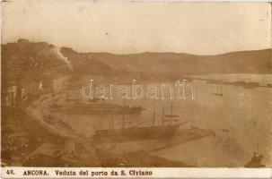 1911 Ancona, Veduta del porto da S. Civiano / view of the port, sailing vessels, steamship (fa)