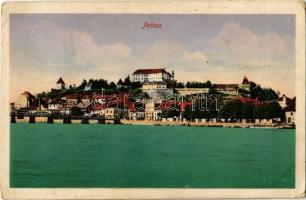1916 Ptuj, Pettau; castle, bridge + K.u.K. Reservespital Lukavac Zensuriert Spitalskmdo. Sternthal Kriegsspital Sternthal b. Pettau (worn corners)