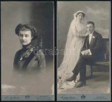 cca 1890 2 db keményhátú műtermi fotó Székely Aladár műterméből, karton körbevágva, 21×11 cm