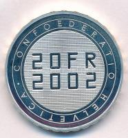 Svájc 2002B 20Fr Ag "EXPO 02" eredeti díszdobozban német és francia nyelvű tanúsítvánnyal ...