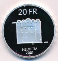 Svájc 2001B 20Fr Ag "Mustair-i kolostor" eredeti díszdobozban német és francia nyelvű tanú...