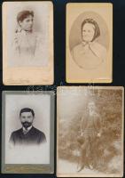 cca 1900 11 db keményhátú fotó magyar műtermekből, 10×6 és 16×11 cm közötti méretekben