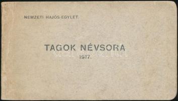 1917 Nemzeti hajós Egylet tagjainak névsora, 43p