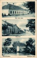 1934 Komárváros (Zalakomár), Római katolikus iskola, utca üzlettel, Kollár-féle malom, vízimalom