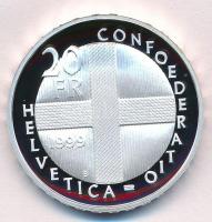 Svájc 1999B 20Fr Ag "Dornach-i csata" eredeti díszdobozban német és francia nyelvű tanúsít...