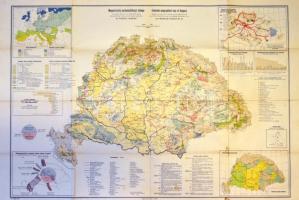 1927 Magyarország gazdaságföldrajzi térképe, kiadja: Magyar Földrajzi Intézet Rt., szakadással, 63×94 cm