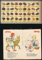 cca 1939 össz. 2 db Dreher édesség és csokoládé reklám: 1 db képeskönyv, színes illusztrációkkal, ve...
