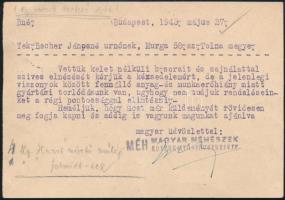 1943 Apis Méz reklámlap, Becher Jánosnénak, Murga, Tolna megyébe küldve, hajtásnyommal