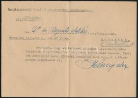1942 Bp., M. kir. I. honvéd fogatolt vonatosztály parancsnokság által írt főhadnagyi kinevezésről szóló értesítő báró Vojnits Miklós részére