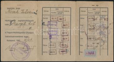 1945 Magyar Házfelügyelők Országos Szabadszervezete által kiállított fényképes ideiglenes tagsági ig...