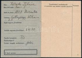 cca 1949 Tanul Többet Mozgalom Központi Bizottsága által kiállított tagsági könyv