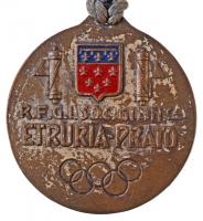 Olaszország ~1930-1940. "R.F.G.I. SOC. GINN. CA ETRURIA PRATO" festett Br gimnasztikai díj...