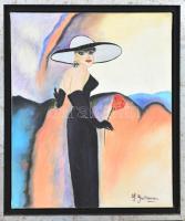 Guillaume jelzéssel: Kalapos hölgy. Olaj, vászon, keretben, 43,5x35,5