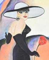 Guillaume jelzéssel: Kalapos hölgy. Olaj, vászon, keretben, 43,5x35,5