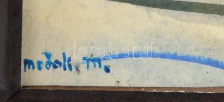 Modok M. jelzéssel: Virágok. Akvarell, papír, üvegezett fa keretben, 46x34,5