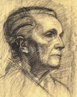 Csohány jelzéssel: Férfi portré. Grafit, szén, papír, sérült (szakadásokkal), 65x51