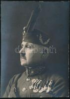cca 1920 Balogh Barna vezérőrnagy portréfotója, kitüntetésekkel, 8x5 cm