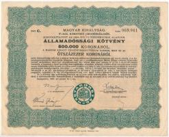 Budapest 1925. "Magyar Királyság 5%-kal kamatozó járadékkölcsön" államadóssági kötvénye 25...